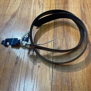 Cole Haan Reversible Leather Belt 32mm Cognac Black Silver Buckle Large NWT